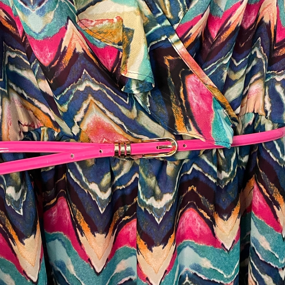 AB Studio Multicolor Chevron Pattern‎ Dress size XL - Picture 3 of 11